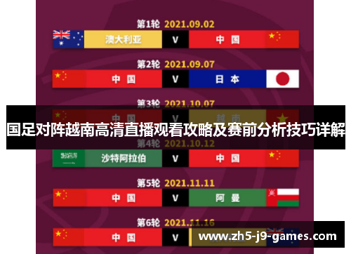 国足对阵越南高清直播观看攻略及赛前分析技巧详解