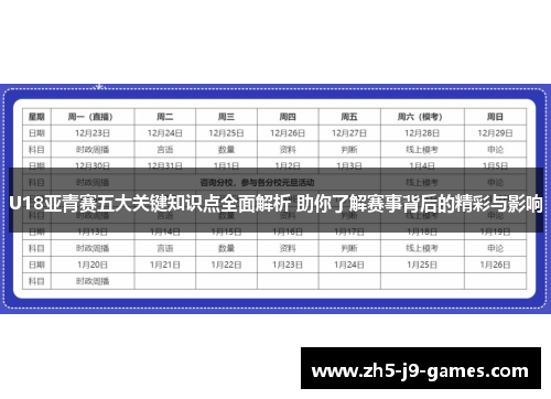 U18亚青赛五大关键知识点全面解析 助你了解赛事背后的精彩与影响